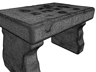 Ancient Engraved Stone Bench Low-poly 3D model