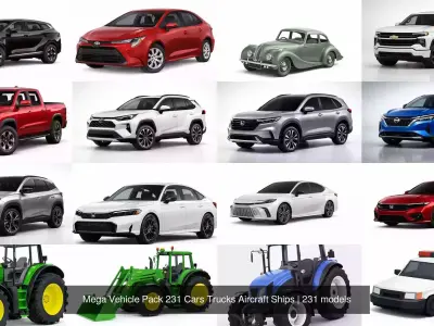 Mega Vehicle Pack 231 Cars Trucks Aircraft Ships