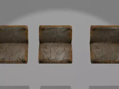 Panel02 Curved Metal Panel With Rust And Cracks Low-poly 3D model
