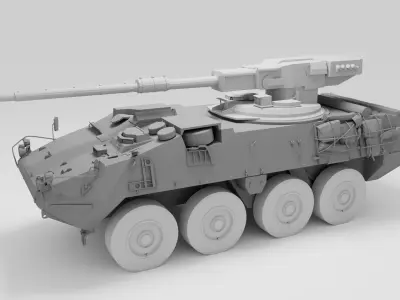 Stryker armored vehicle with gun Low-poly 3D model
