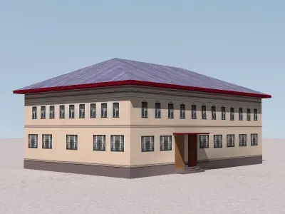 Building Lowpoly school in desert Free low-poly 3D model