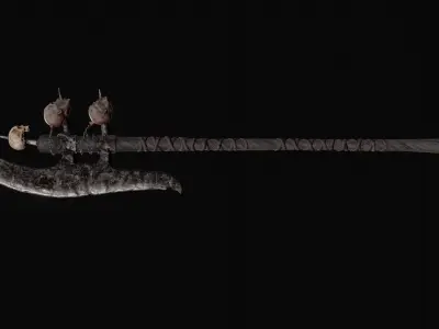 Dark fantasy large halberd   Low-poly 3D model