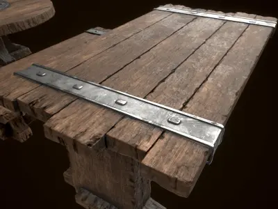 Old Medieval Viking table game ready low poly model  Low-poly 3D model