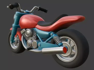 Cartoon Red Motorcycle 3D Model 3D model purchase