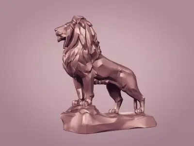Abstract Lion Statue Figurine Free low-poly 3D model