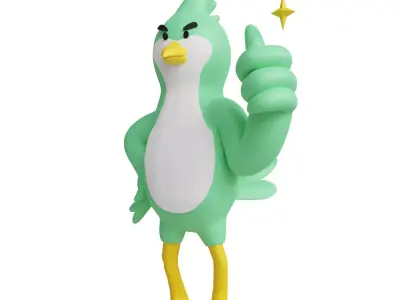 Thumbs Up Wings parrot bird Low-poly 3D model