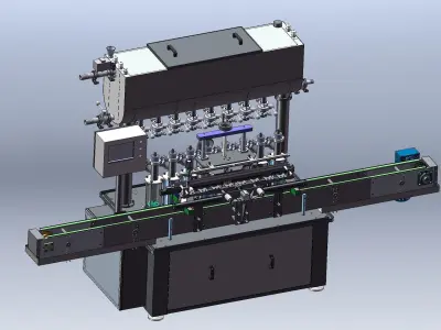Liquid filling machine assembly line 3D model