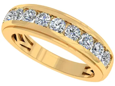 Round Diamond Channel set Band 3D print model purchase