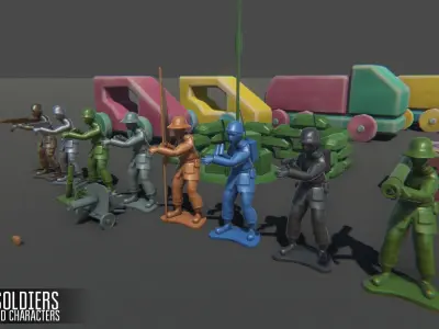 Toy Soldiers Low-poly 3D model