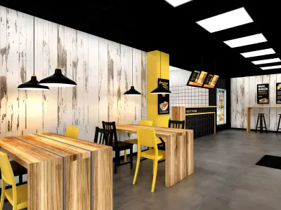 Fast food restaurant design Low-poly 3D model