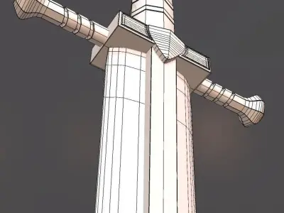 Lowpoly Iridescent Bastard Sword 4K res Free low-poly 3D model
