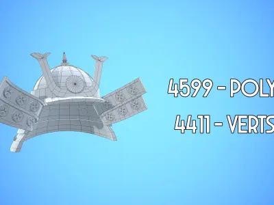 SAMURAI HELMET CARTOON STYLIZED Low-poly 3D model