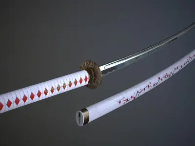 Katana Sakura - model and textures  Low-poly 3D model
