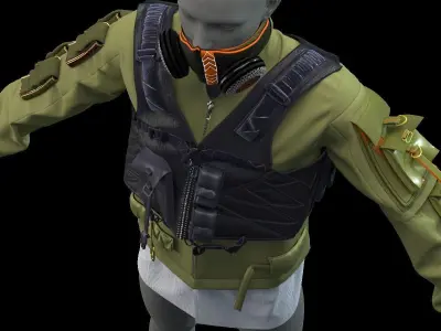 MALE JACKET VEST MASK  3D model