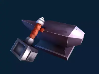 Hammer and anvil Low-poly 3D model