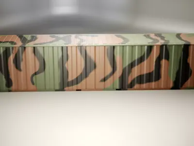 Intermodal Military Shipping Container 40-foot-long Low-poly 3D model