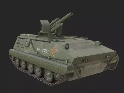 4 coatings of PLA Army PLZ70 122mm self-propelled howitzer Low-poly 3D model