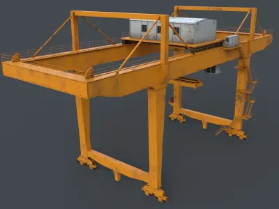 PBR Rail Mounted Gantry Crane RMG V2 - Yellow Dark Low-poly 3D model