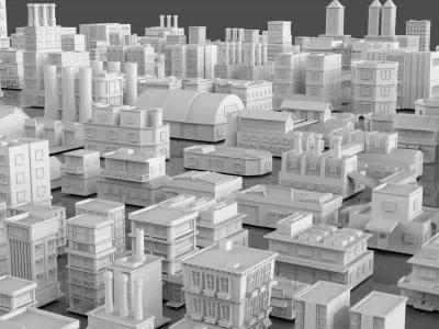 City Buildings-Turrets-Study Desk-Billboards Pack-450 Assets Low-poly 3D model