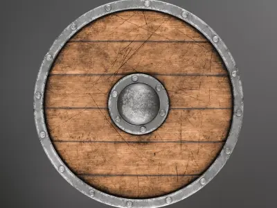 Medieval Wooden Round Shield 3D model