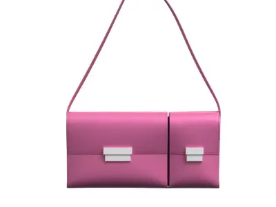 Pink Leather Pocket Shoulder Bag 3D model