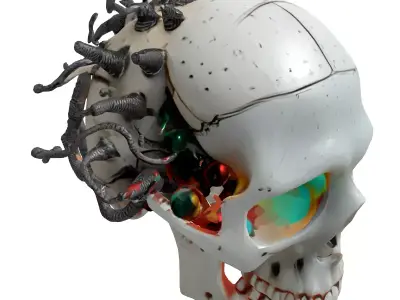 Cybernetic SciFi Skull Concept Low-poly 3D model