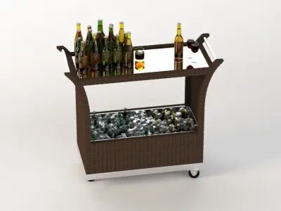 Outdoor Wicker Beverage Carts The Urban Backyard 3D model
