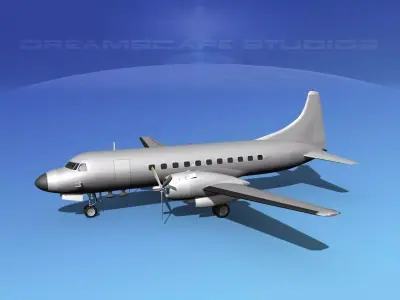 Convair C-131 Bare Metal 3D model