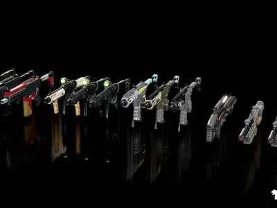Cyberpunk Assault Rifles Low-poly 3D model