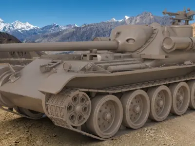 Tank Uralmash SU 101 Clay Mental Ray 3D model