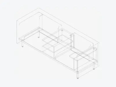 Sofa - Contemporary - Flame - Medium - Central Shelf Work Shelf Low-poly 3D model purchase