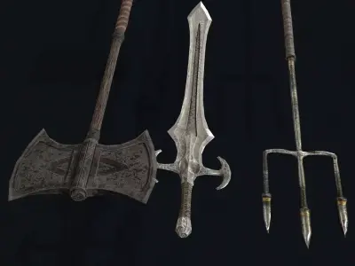 Barbarian Weapon Set Low-poly 3D model