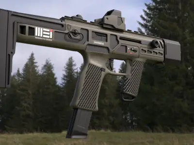 Submachine Gun ASC-19  Free low-poly 3D model