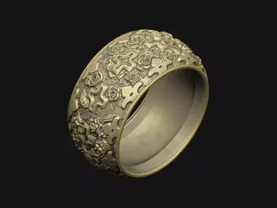 rose leaf floral metal band gift royal detail gothic lux soft 3D print model