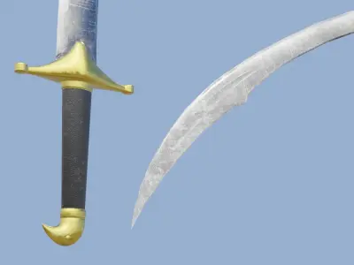 Scimitar curved sword Low-poly 3D model