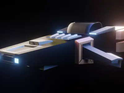 spaceship with lights 3D model by prashanth98