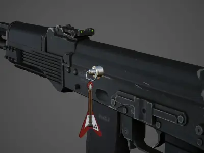 Electric Guitar Weapon Charm - Low Poly Game Ready Low-poly 3D model