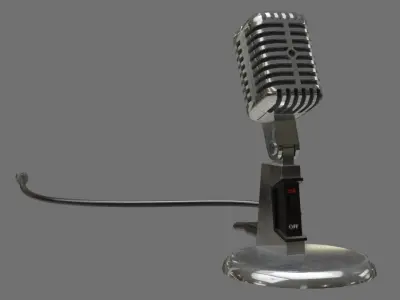 Retro Microphone 2A Low-poly 3D model