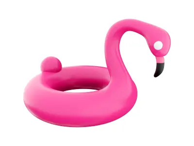 3d pink inflatable flamingo swimming pool ring 3D model