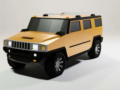 Low Poly Hummer suv Low-poly 3D model