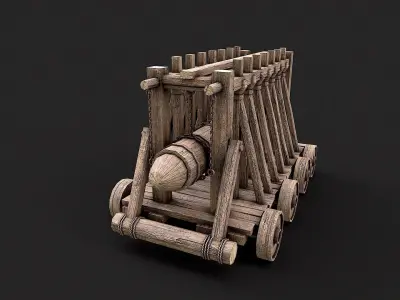 Medieval Siege Wooden Battering Ram 1 Low-poly 3D model