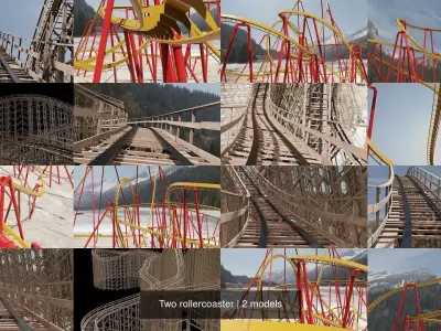 Two rollercoaster 3D Model Pack shop