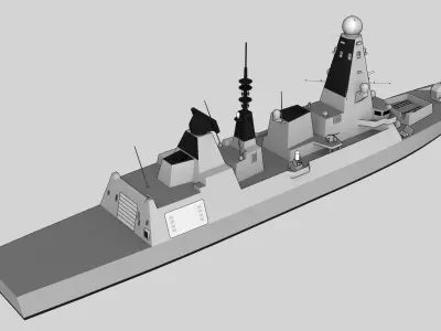 DDG Type 45 Daring class Low-poly 3D model