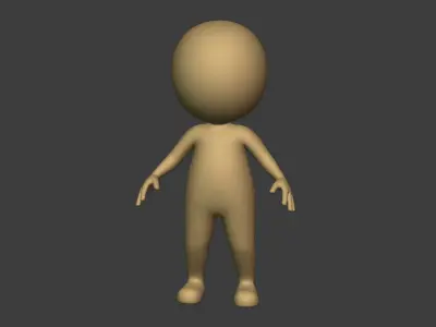 Cartoon Stickman Character with FK and IK Rig -- Man -- Boy 3D model