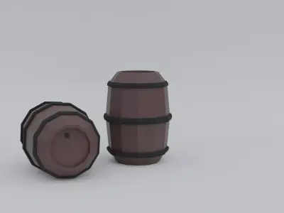 Low poly Barrel two barrels Free low-poly 3D model
