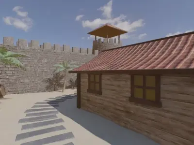 Desert Fortress Village 3D model