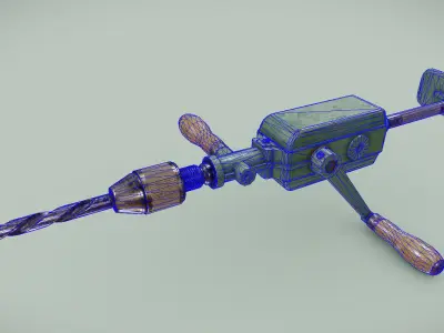 Vintage Peugeot Handdrill Low-poly 3D model