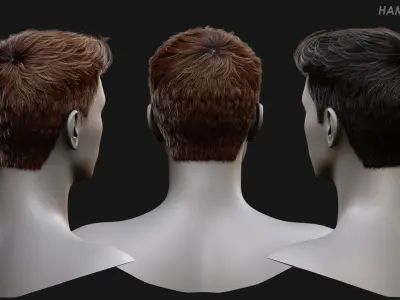 Real Time Hair Card Male Hairstyle part 11 Low-poly 3D model