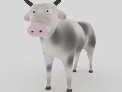 Rigged and Animated Cow Low-poly 3D model