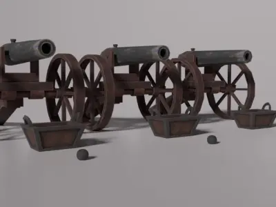 Cannon 01 Low-poly 3D model
